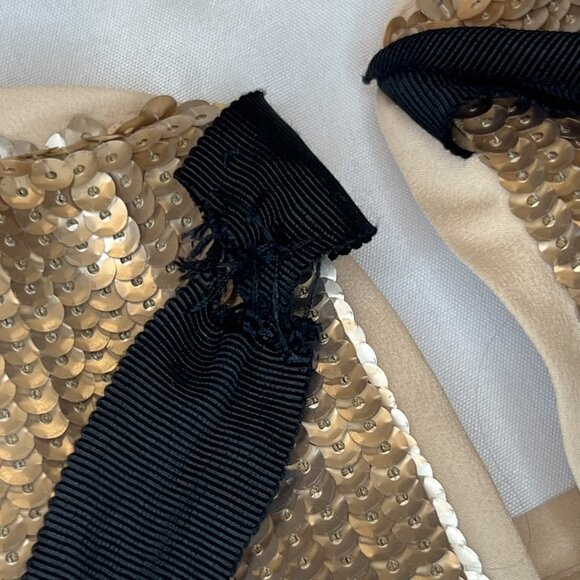 J.Crew Women's Sequin Top Size 14 Gold Open Back Bow Detail 3/4 Sleeve Party - Picture 4 of 6